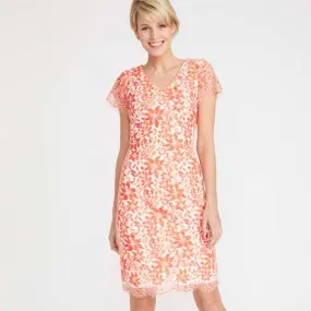 Orange Floral Lace Dress