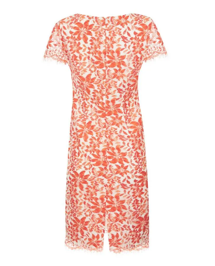 Orange Floral Lace Dress