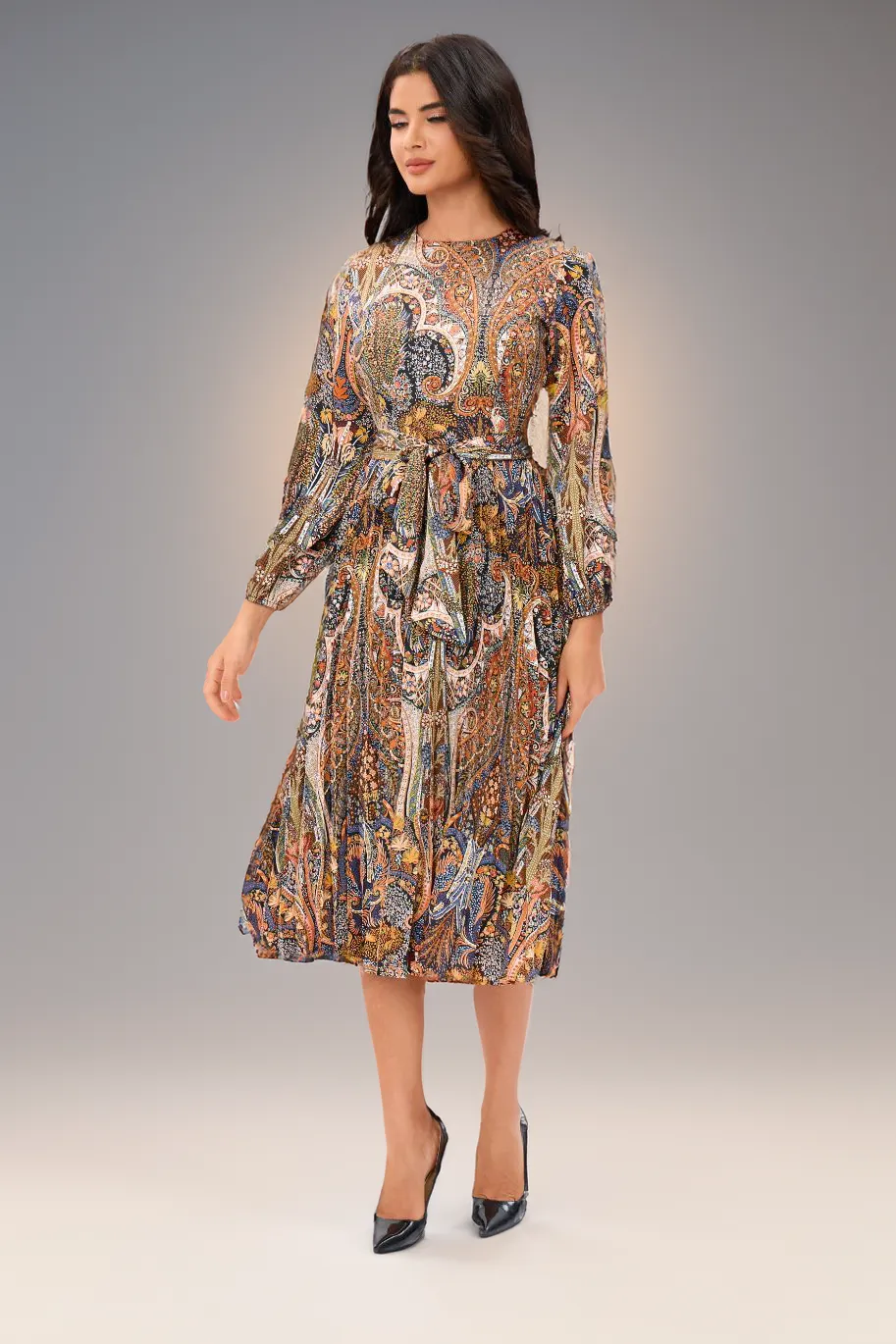 Paisley Midi Dress שמלה