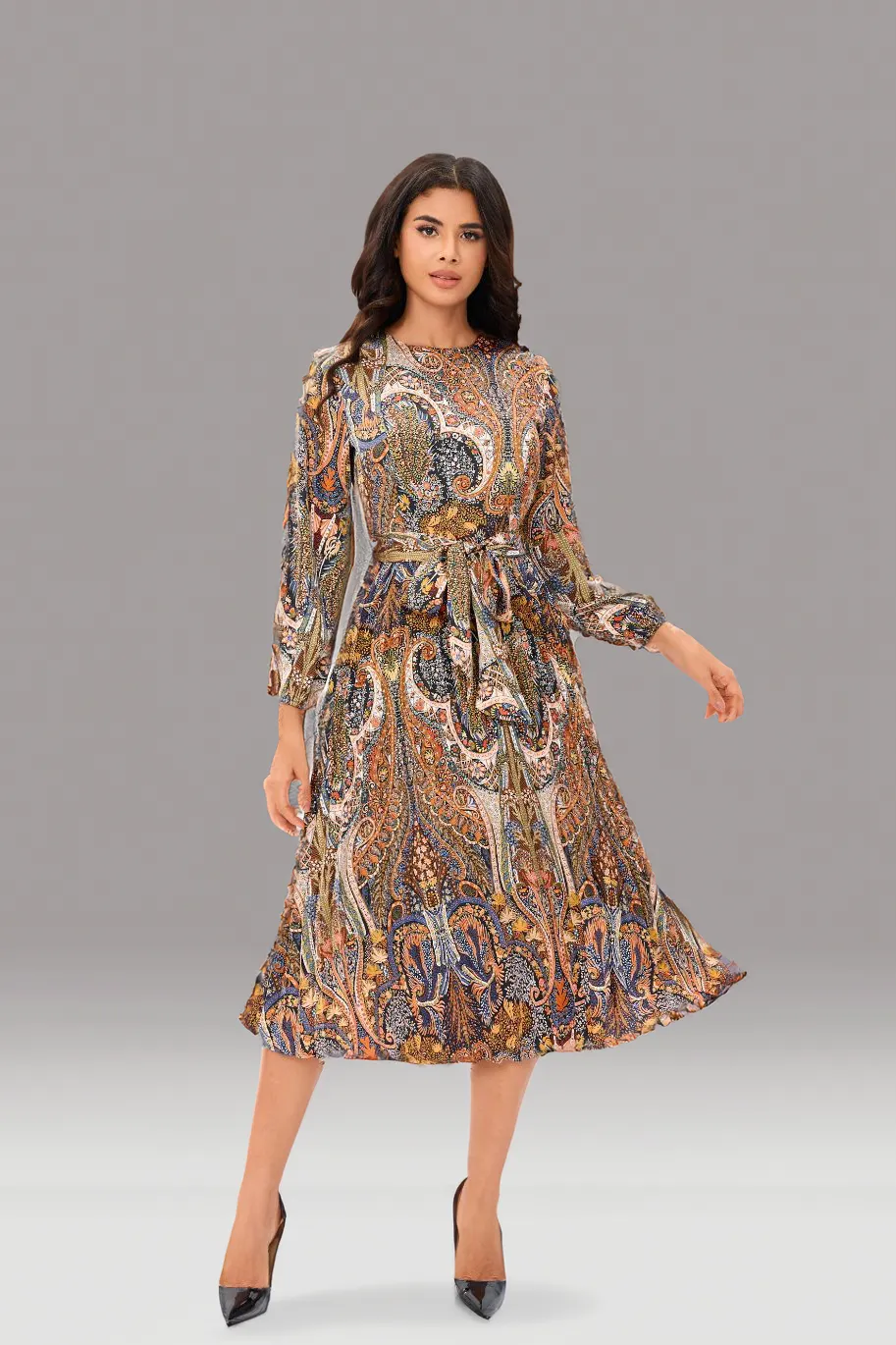 Paisley Midi Dress שמלה