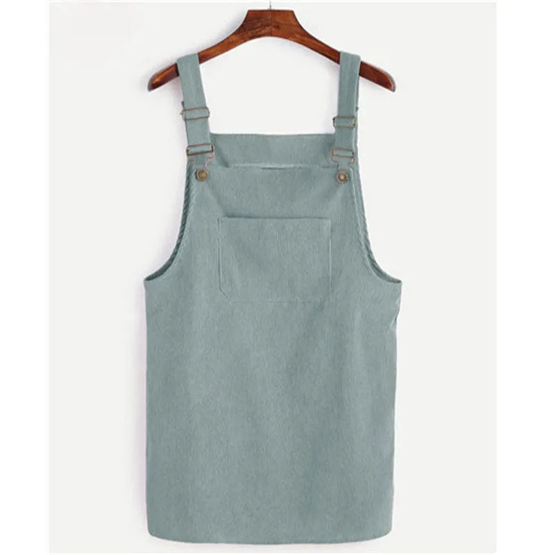 Retro Corduroy Dresses Casual Loose Dress Overall