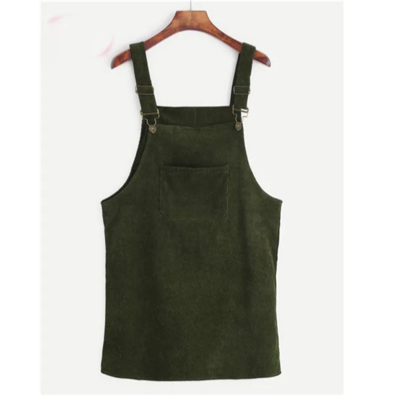 Retro Corduroy Dresses Casual Loose Dress Overall