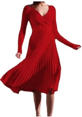 SISKIN Fall Dress & Sweater - V Neck, Long Sleeve, Elegant Wrap Dress