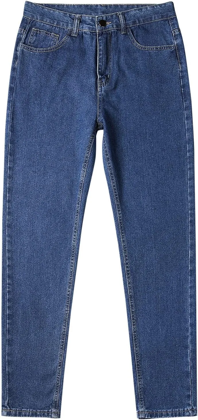 Solid Pocket Jeans Fashion Fly Casual Straight Pants Trousers Zipper Denim Men's Mens 550 Relaxed Fit Jeans