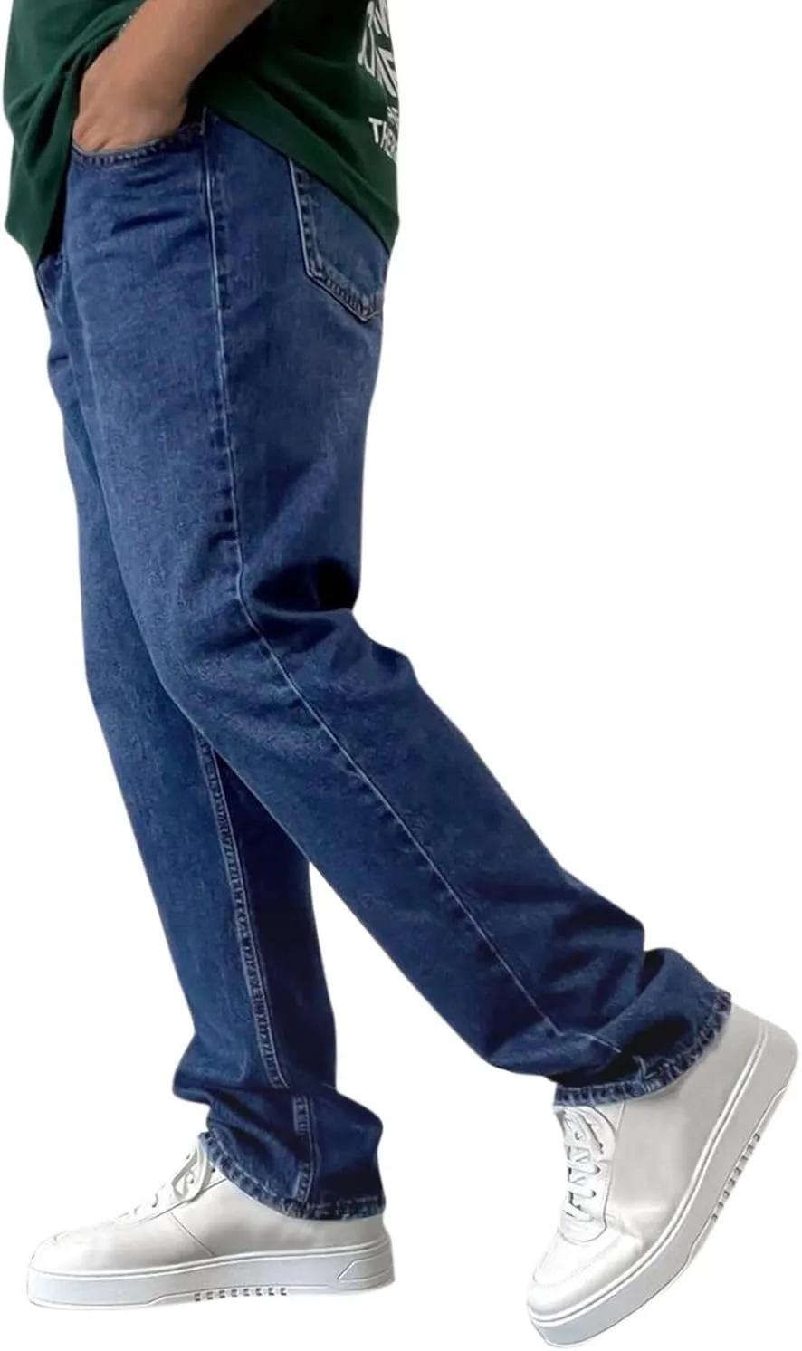 Solid Pocket Jeans Fashion Fly Casual Straight Pants Trousers Zipper Denim Men's Mens 550 Relaxed Fit Jeans