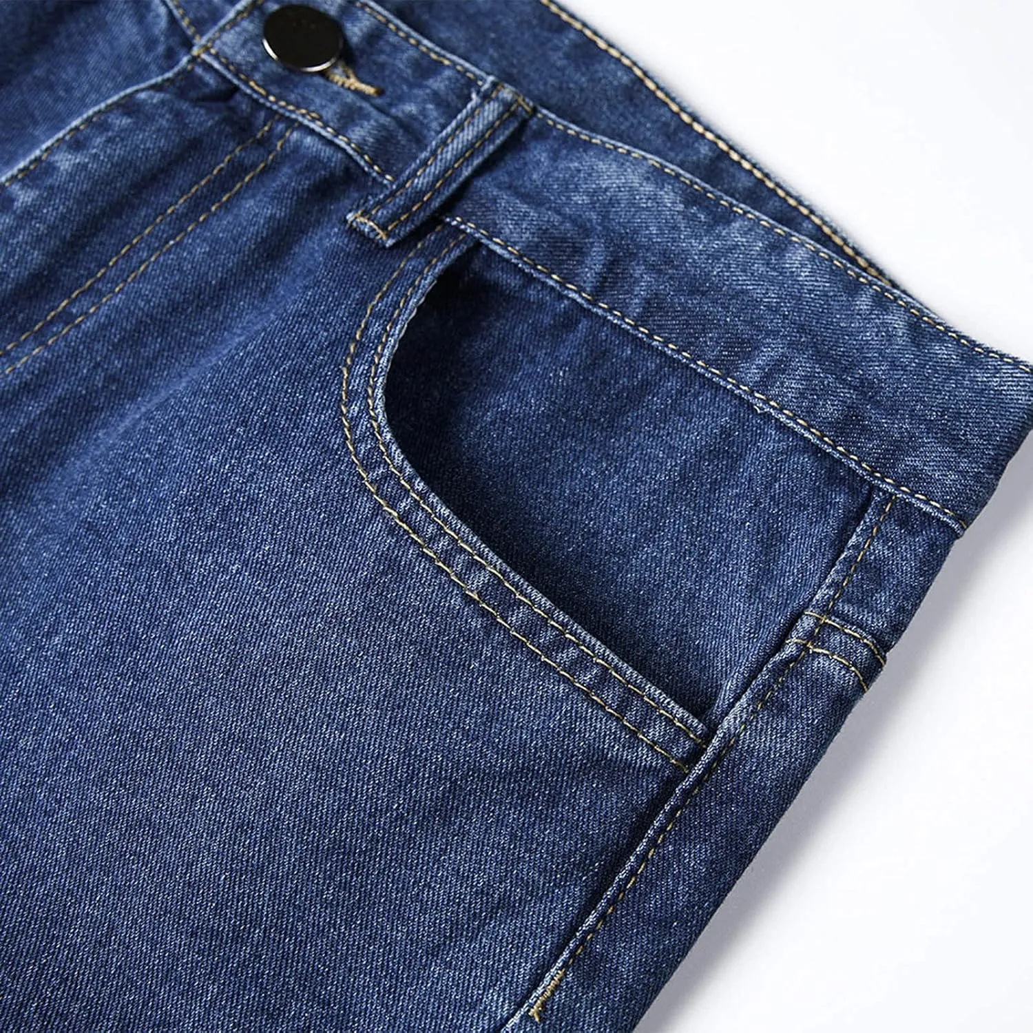 Solid Pocket Jeans Fashion Fly Casual Straight Pants Trousers Zipper Denim Men's Mens 550 Relaxed Fit Jeans