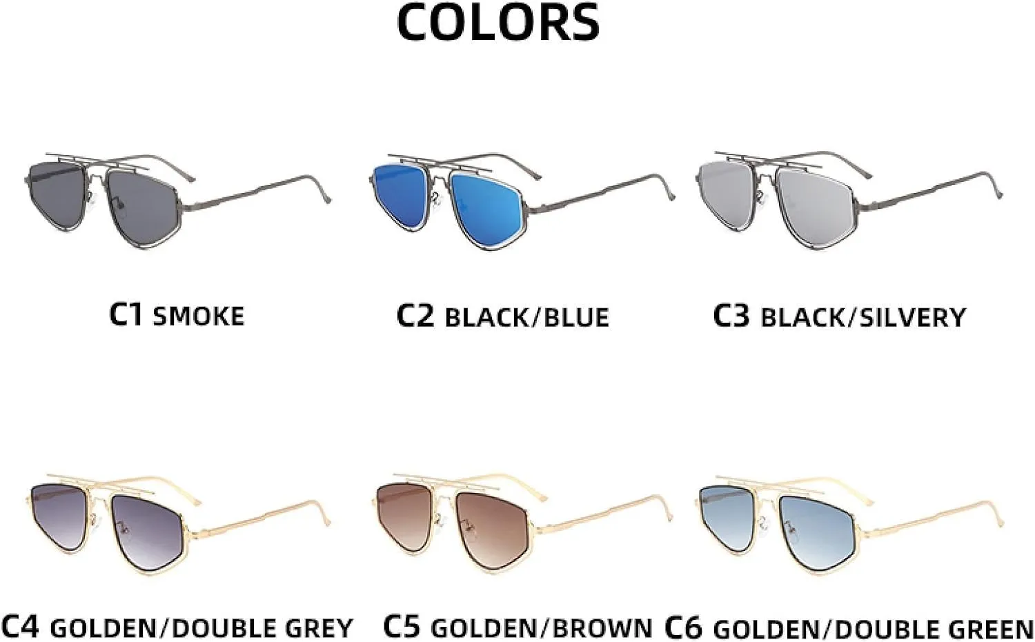 Stylish Double-beam Punk Sunglasses, Uv400. Anti-ultraviolet for Outdoor Driving, Stylish and Versatile.
