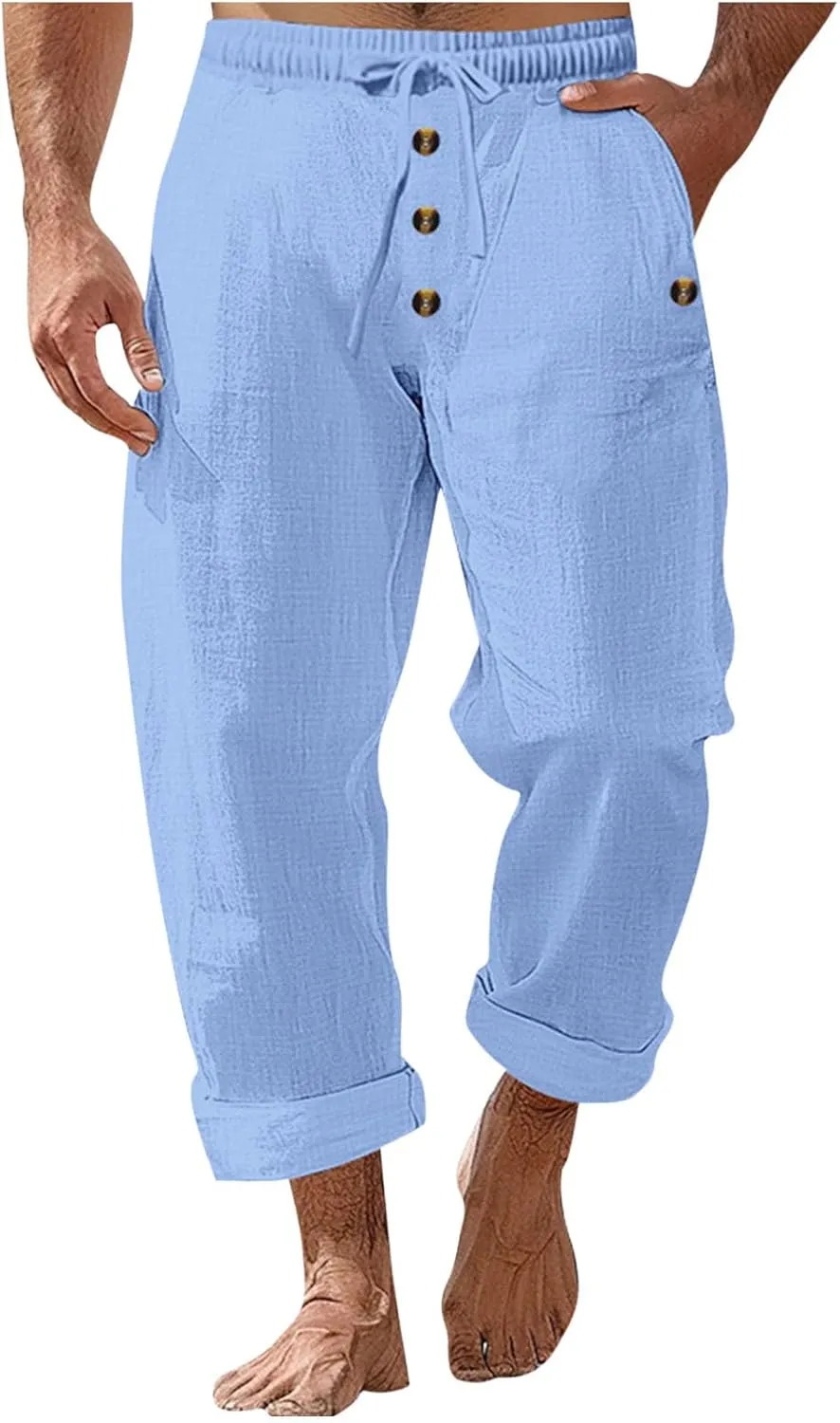 Summer Pants for Men 2025 Elastic Waist Drawstring Lightweight Casual Beach Pant Loose Fit Breathable Lounge Trousers