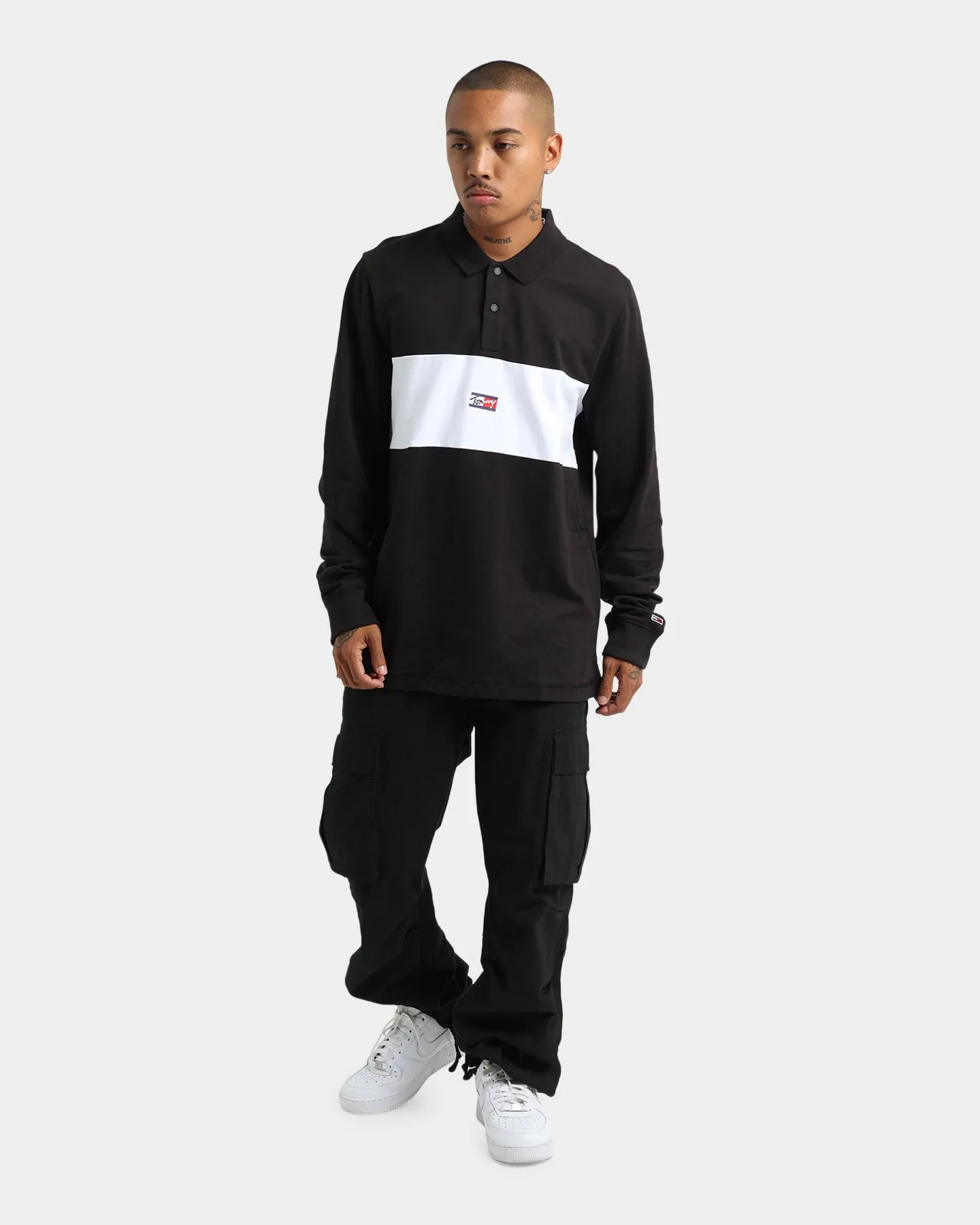 Tommy Jeans Tiny Tommy Long Sleeve Polo Shirt Black
