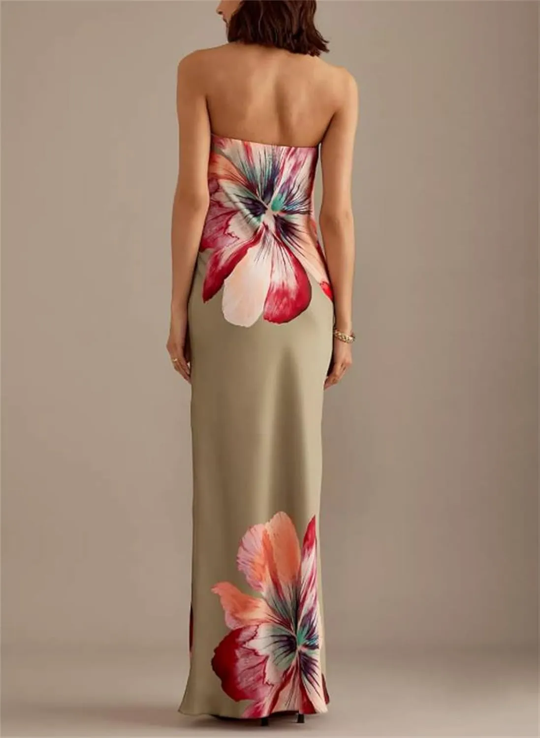 Women Sexy Floral Bodycon Maxi Dress Elegant Dress Sleeveless Summer Long Dress Cocktail Party Dress Beachwear