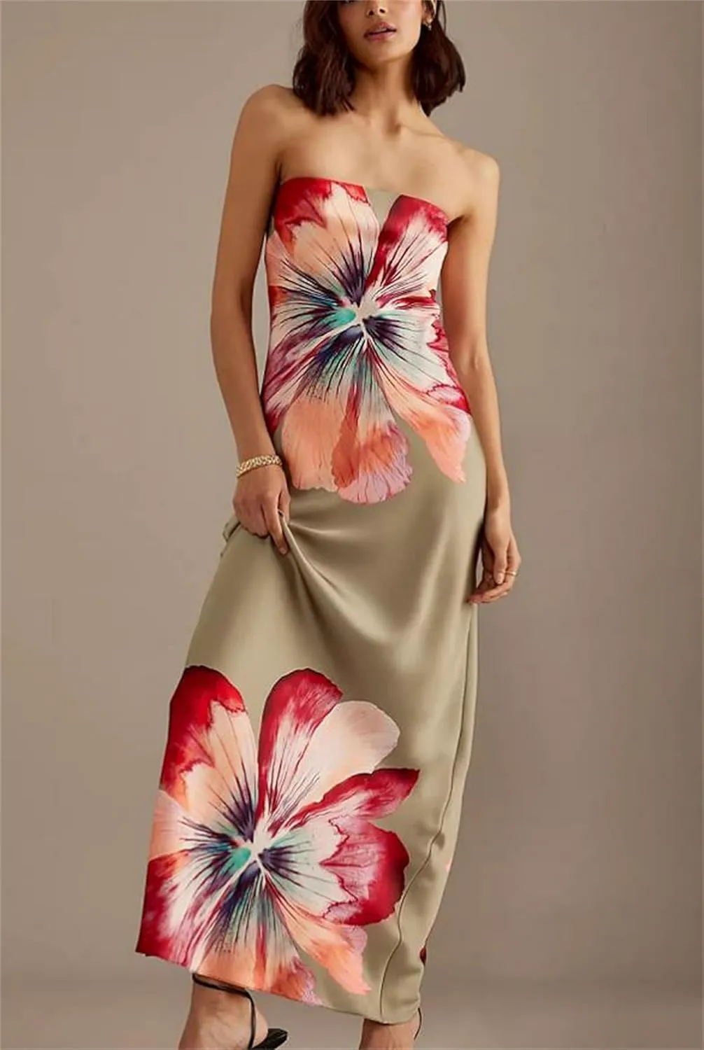 Women Sexy Floral Bodycon Maxi Dress Elegant Dress Sleeveless Summer Long Dress Cocktail Party Dress Beachwear
