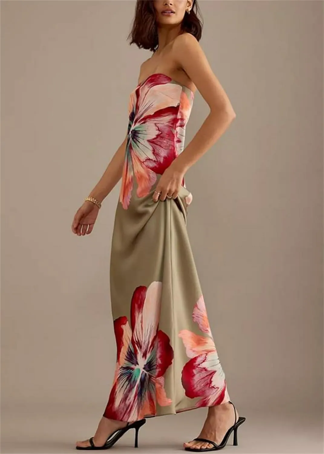 Women Sexy Floral Bodycon Maxi Dress Elegant Dress Sleeveless Summer Long Dress Cocktail Party Dress Beachwear