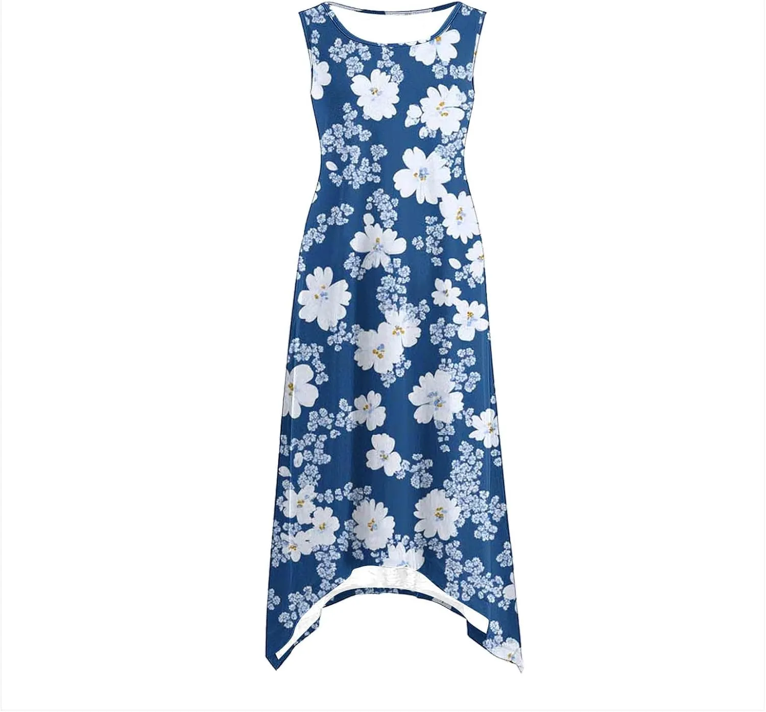 Womens 2025 Summer Dress Casual Sleeveless Beach Midi Dresses Loose Comfort Vacation Sundress Trendy Clothes
