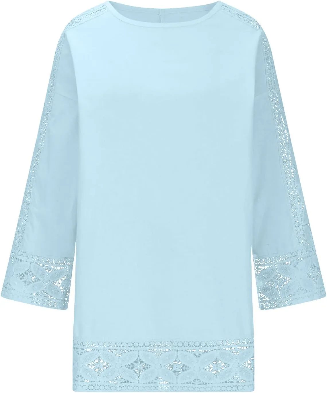 Womens Cotton Linen Summer Tops Casual 3/4 Sleeve Lace Tunic Blouses Loose Fit Shirt Boho Peasant Trendy Clothes 2025