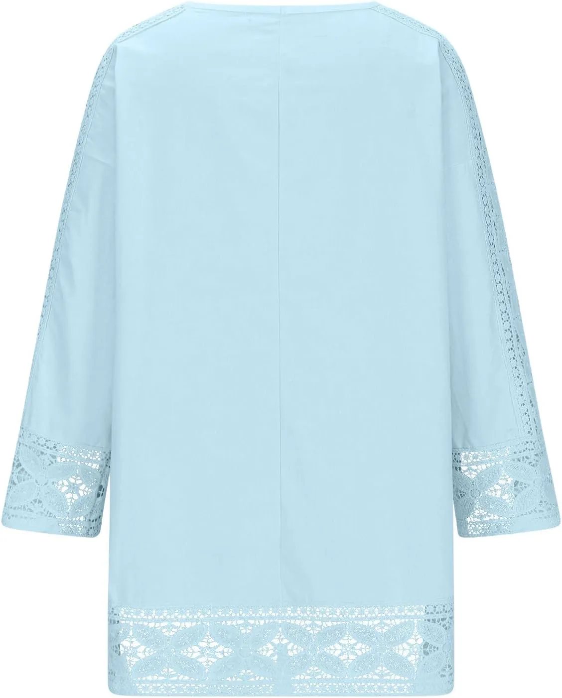 Womens Cotton Linen Summer Tops Casual 3/4 Sleeve Lace Tunic Blouses Loose Fit Shirt Boho Peasant Trendy Clothes 2025