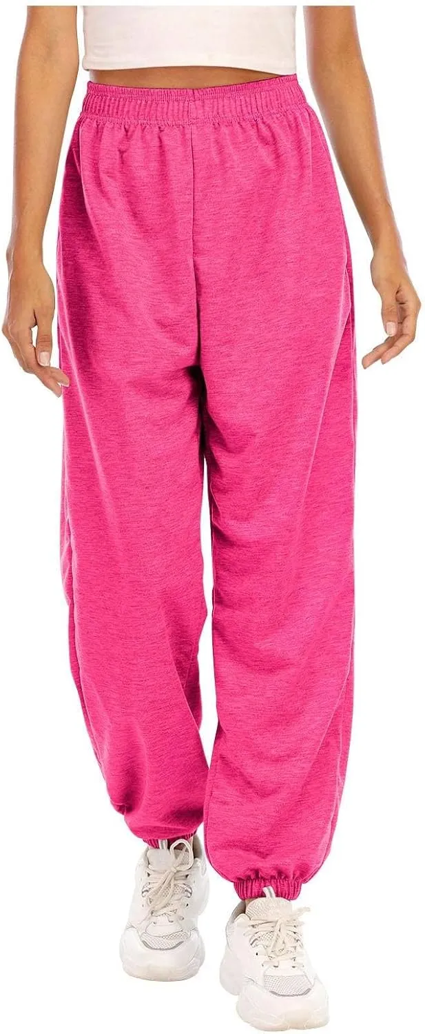 Womens Jogger Sweatpants Baggy Casual Capri Pants Oversized Straight Leg Sweatpants Comfy Athletic Joggers with Pocket