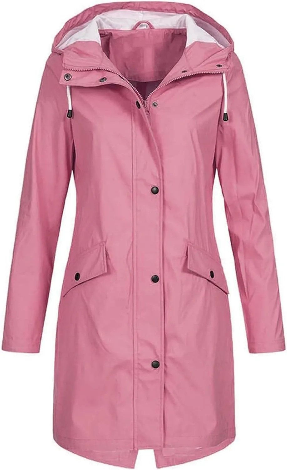 Women's Lightweight Long Coats Waterproof Windproof Breathable Raincoat Jacket with Hood