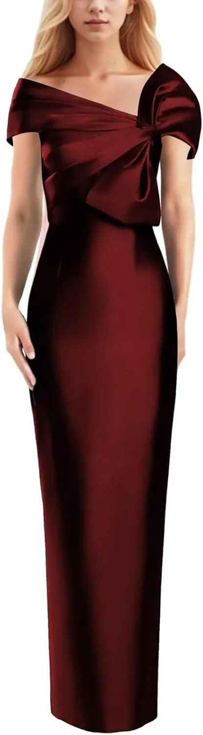Women's Off The Shoulder Mermaid Prom Dress Satin Elegant Formal Evening Dress Floor Length Wedding Guest Dress
