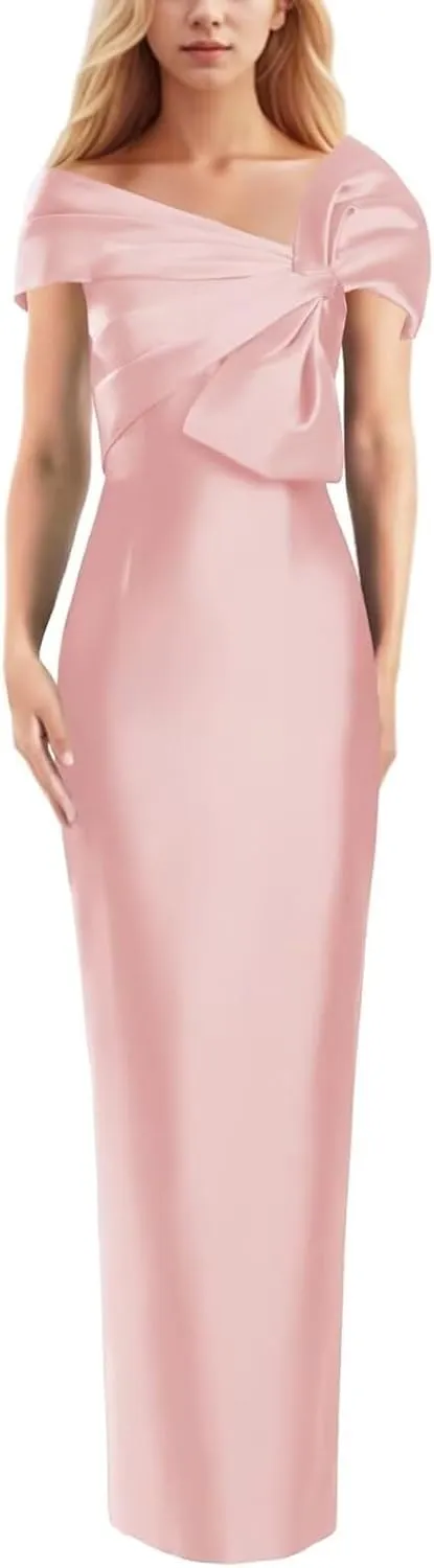 Women's Off The Shoulder Mermaid Prom Dress Satin Elegant Formal Evening Dress Floor Length Wedding Guest Dress