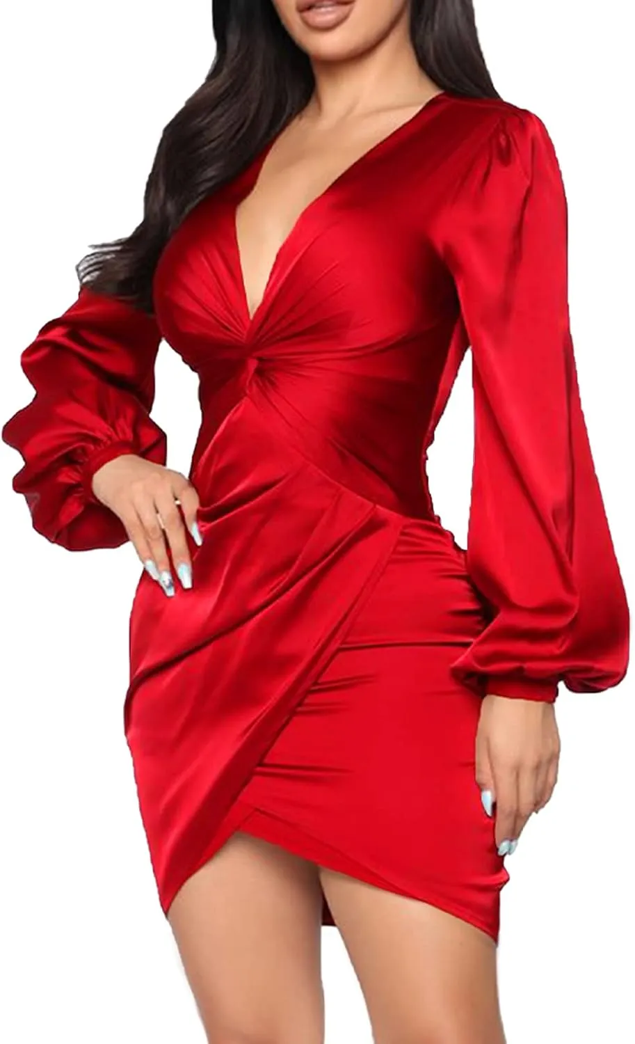 Womens Sexy Ruffle Elegant Bridesmaid Formal Evening Dress Elegant Curvy Wedding Guest Midi Dress