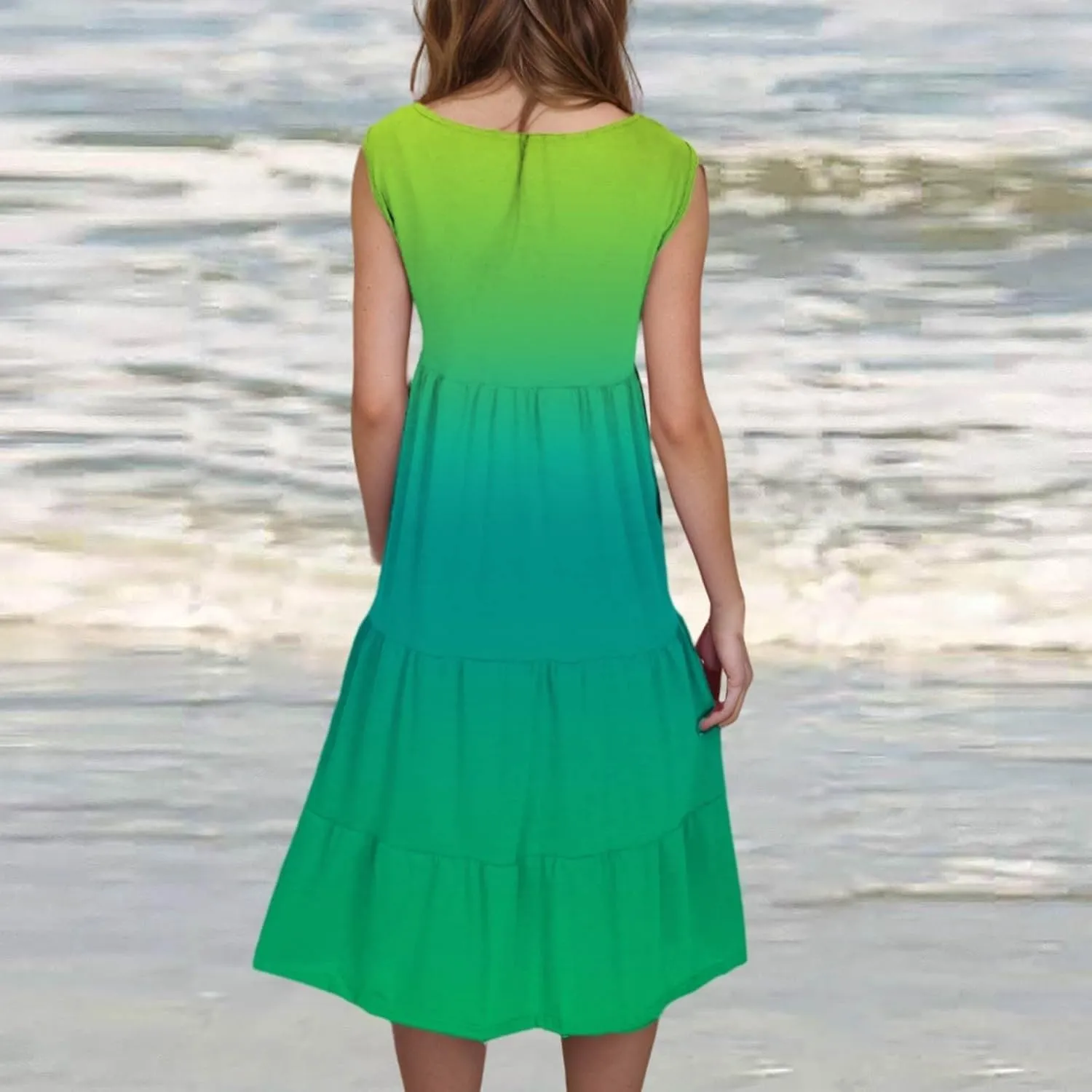 Women's Summer Dress 2025 Crew Neck Sleeveless Dresses Beach Casual Loose Sundress Vacation Outfits
