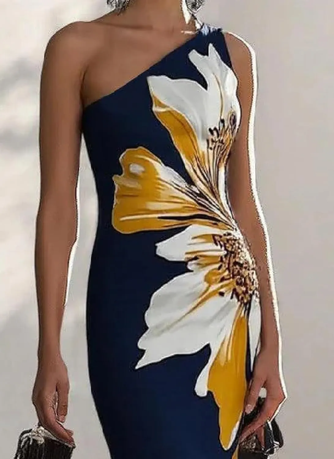 Women's Summer Floral Print V-Neck Sleeveless Maxi Dress Slim Fit Formal Evening Bodycon Wrap Cocktail Party Dress