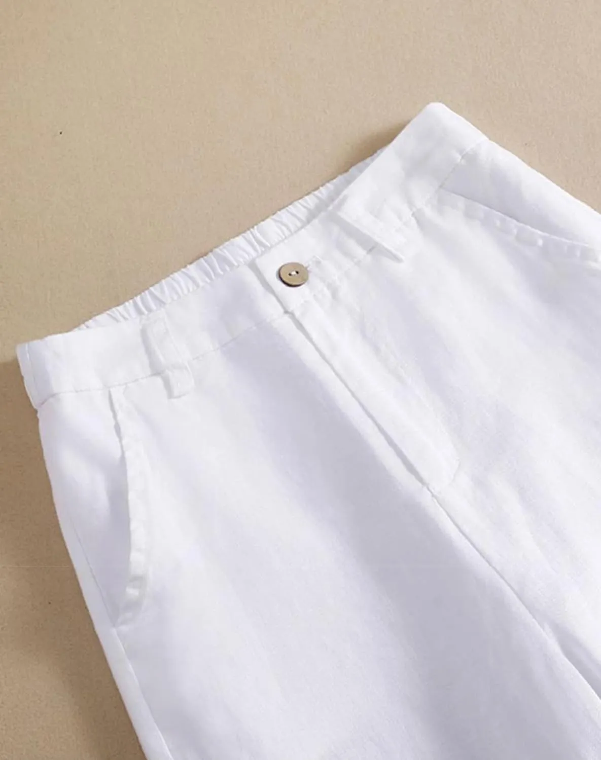 Women's Wide Leg Linen Palazzo Pants Elastic High Waist with Pocket for Work&Daily