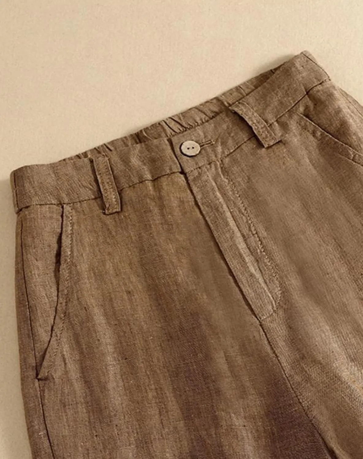 Women's Wide Leg Linen Palazzo Pants Elastic High Waist with Pocket for Work&Daily