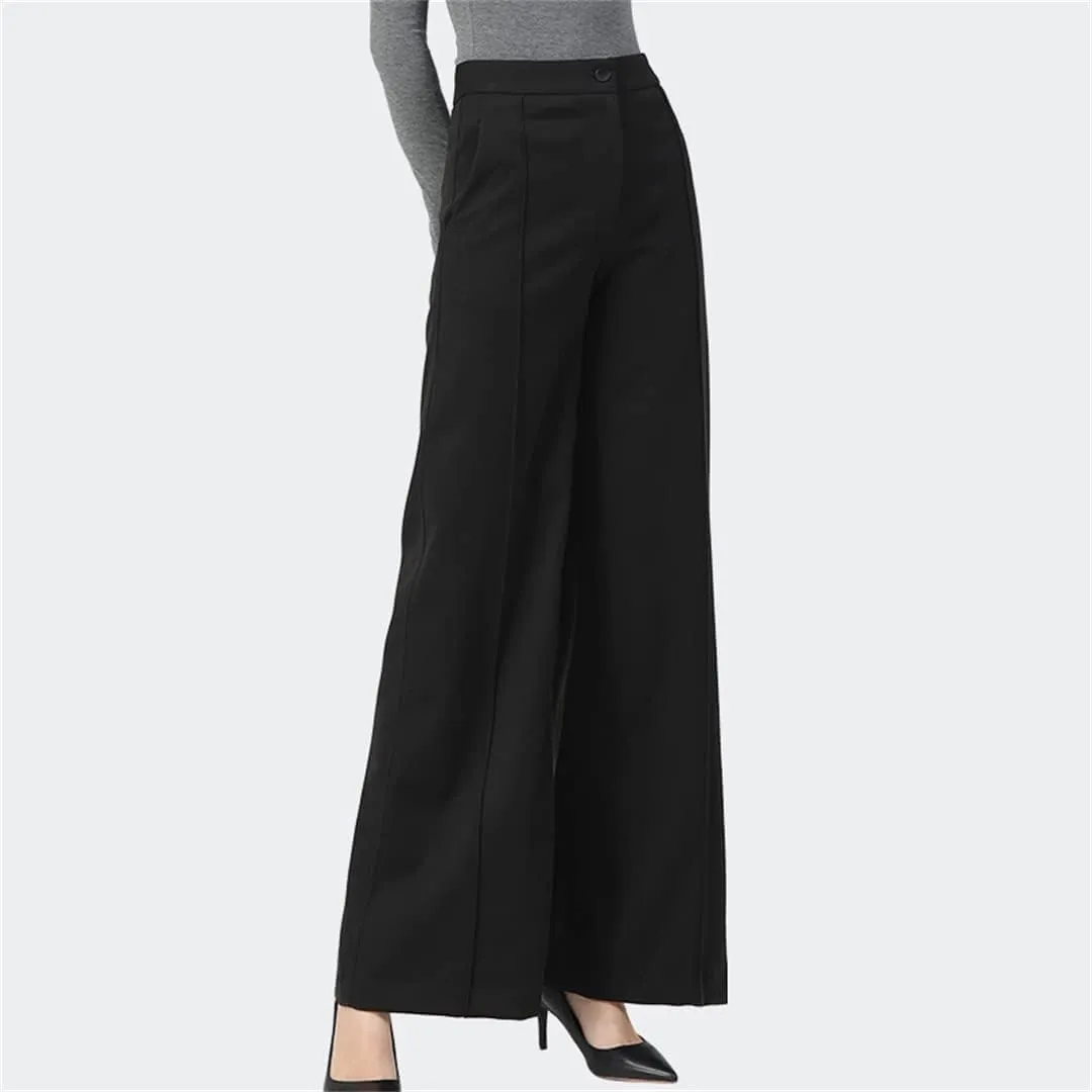 Womens Wide Leg Pants High Waist Straight Drop Long Pants Loose Plus Size Solid Trousers