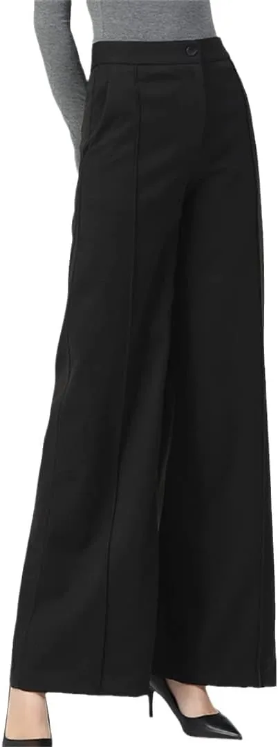 Womens Wide Leg Pants High Waist Straight Drop Long Pants Loose Plus Size Solid Trousers
