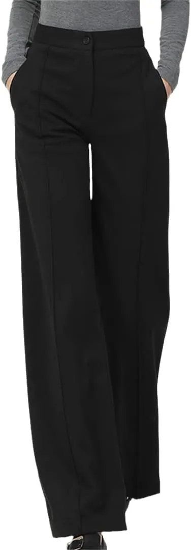 Womens Wide Leg Pants High Waist Straight Drop Long Pants Loose Plus Size Solid Trousers